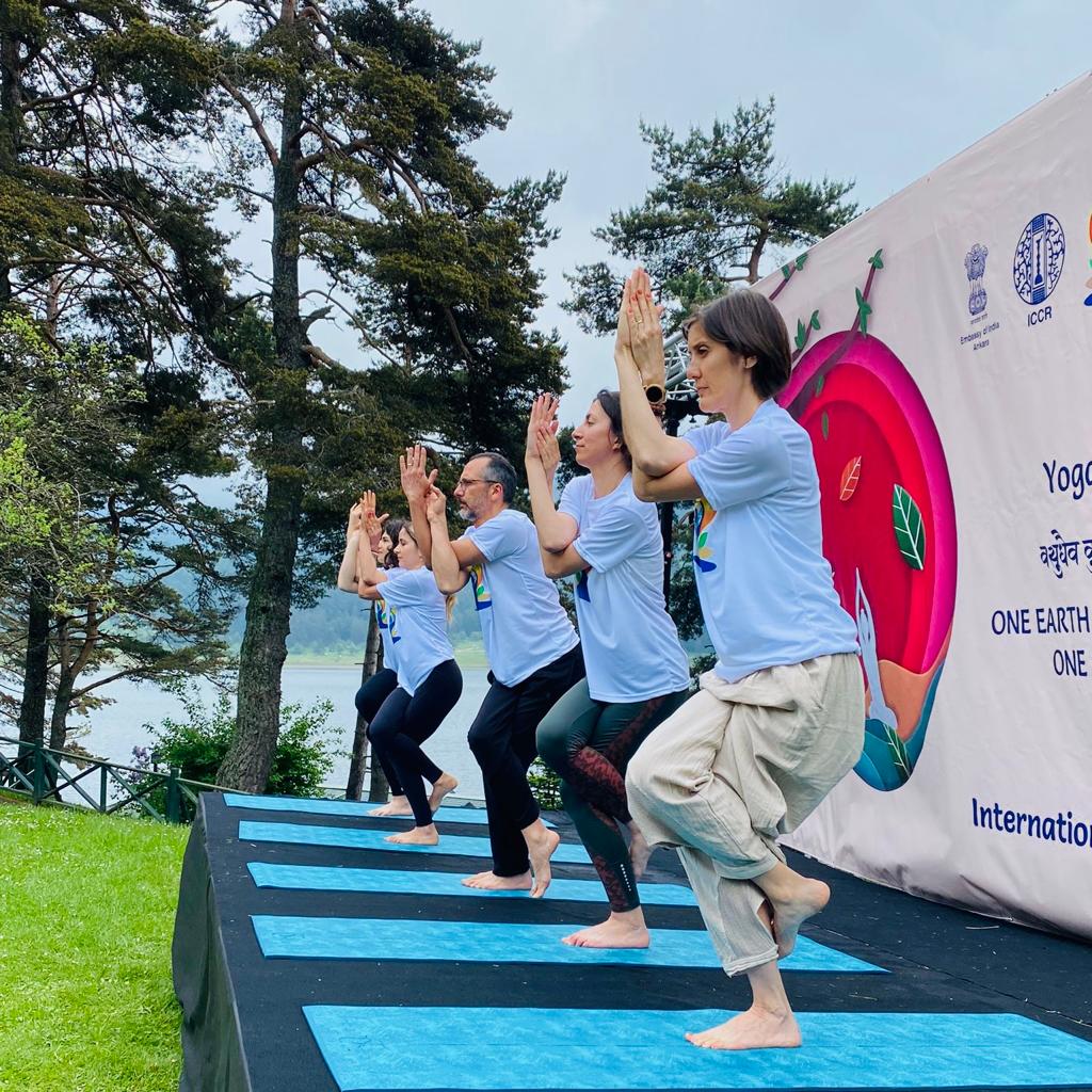 International Day of Yoga at Lake (Gölü) Abant in the Bolu Province of Türkiye on 19 June 2023
